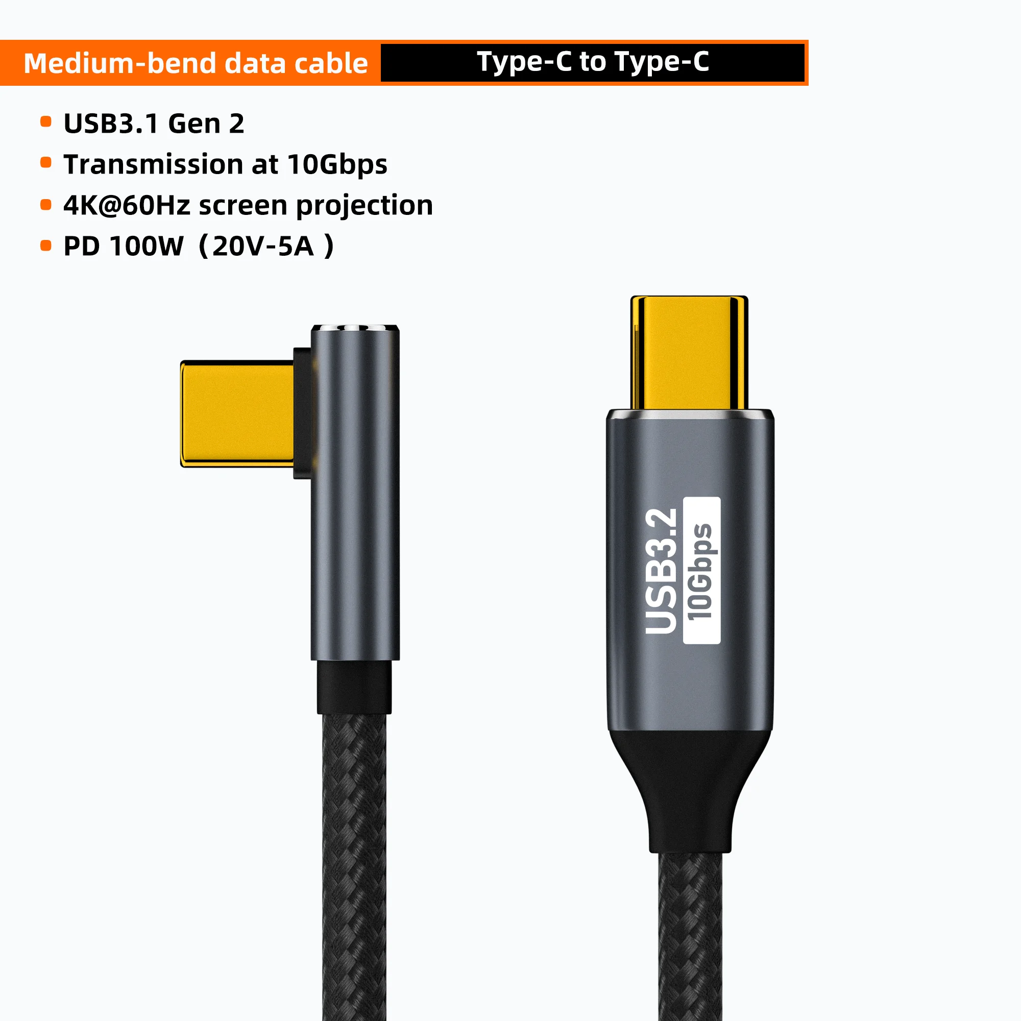 5A 100W USB-C 3 Gen2 10Gbps kabel Type-C naar Type-C 4K 60Hz videokabel QC4.0 3.0 snellaadkabel voor MacBook Pro Samsung Xiaomi