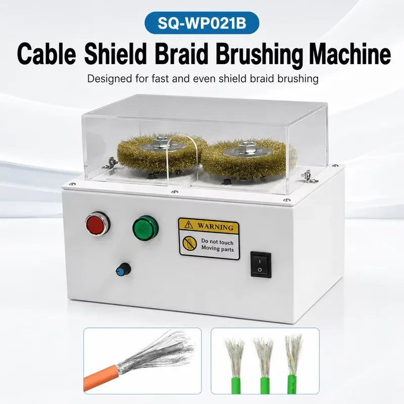 SQ-WP021B Dual Motor Shielded Cable Brushing Machine for 0.1-25mm Braided Layer Separation 4000RPM Factory Wholesale Price