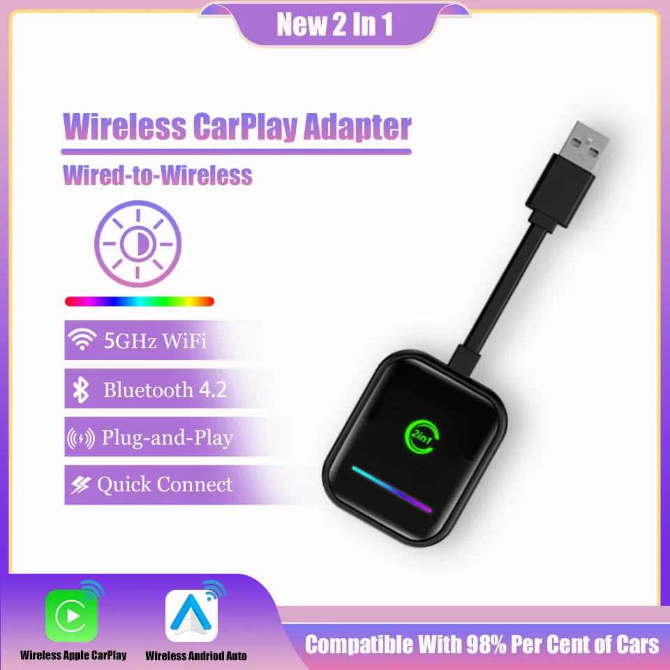 

New Wireless Android Auto & Apple CarPlay 2-in-1 AI Box Wireless Carlinkit Adaptor Car Navigation Box For Nissan Mazda Vw Up