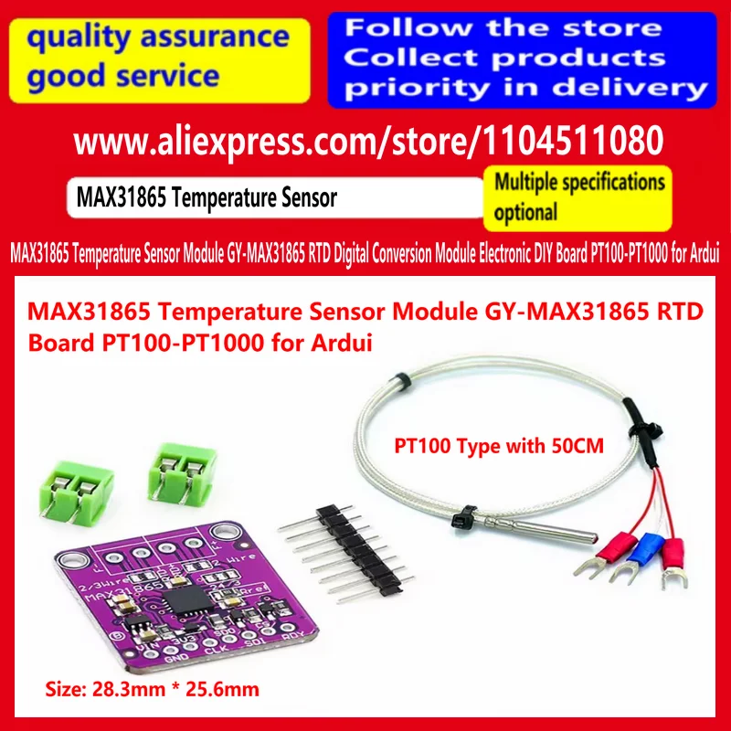 MAX31865 Temperature Sensor Module GY-MAX31865 RTD Digital Conversion Module Electronic DIY Board PT100-PT1000 for Arduino