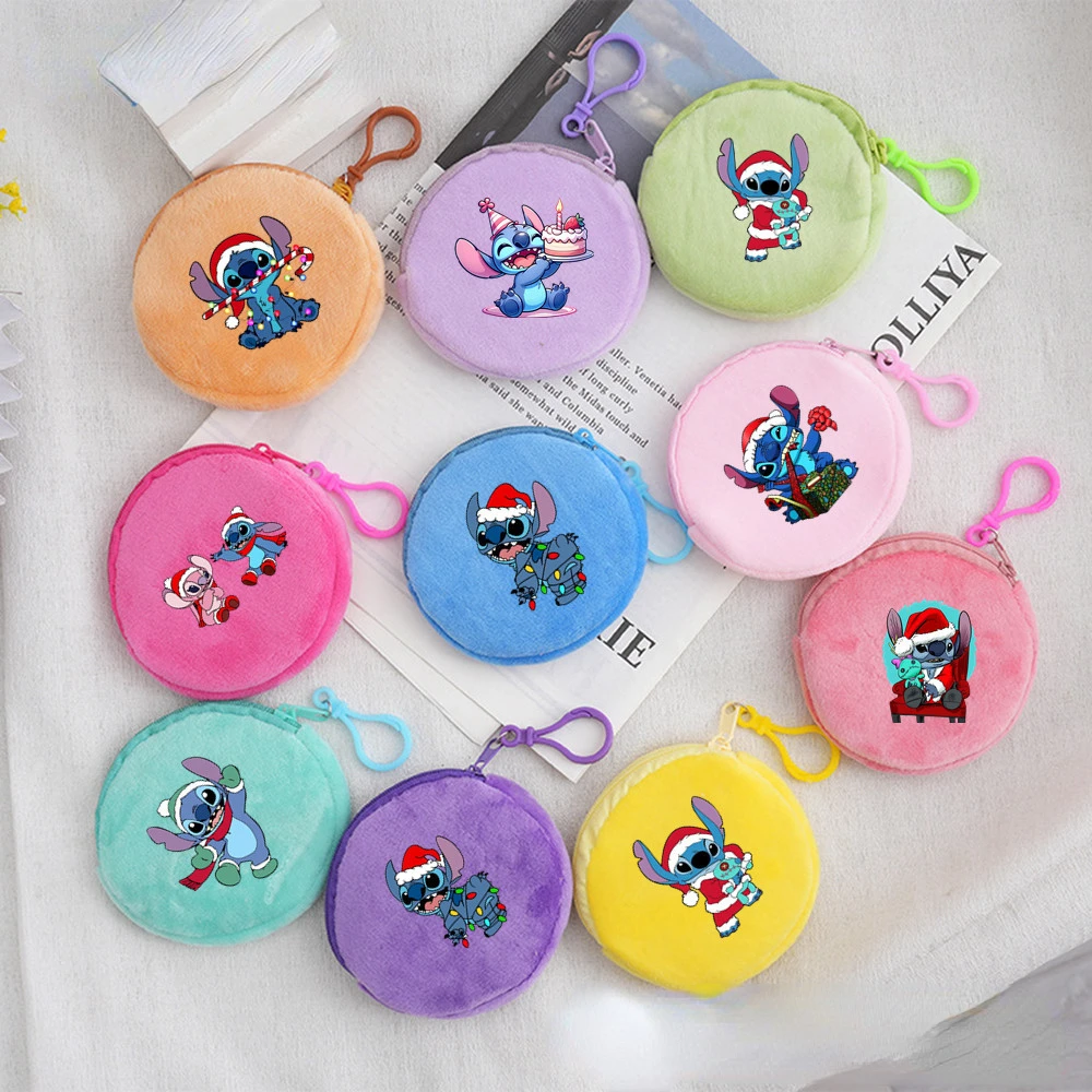 2024 Disney Lilo & Stitch Christmas Series Candy Color Plush Wallet Cute Girly Heart Coin Purse Fashion Trend Kids Birthday Gift