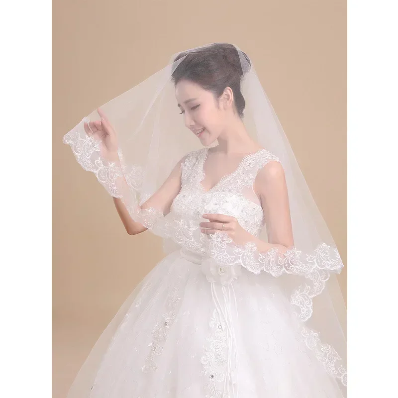 

Lace Wedding Veil Short One Layer Bride Bridal Veils WHITE Women Special Occasion Accessories