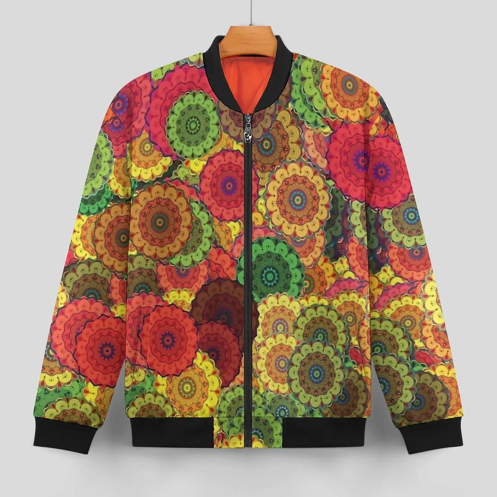 Vintage Flower Power Print Jackets  Zipper Winter Coats Man Vintage Casual Jacket Printed Outdoor Oversize Windbreak Gift