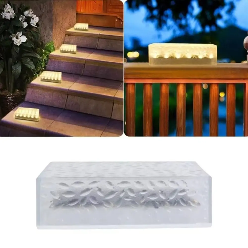 Solar Powered Solar Brick Light LED Rectangular Paver Landscape Lights Waterproof Ground Mounted Walkway Decor Lights