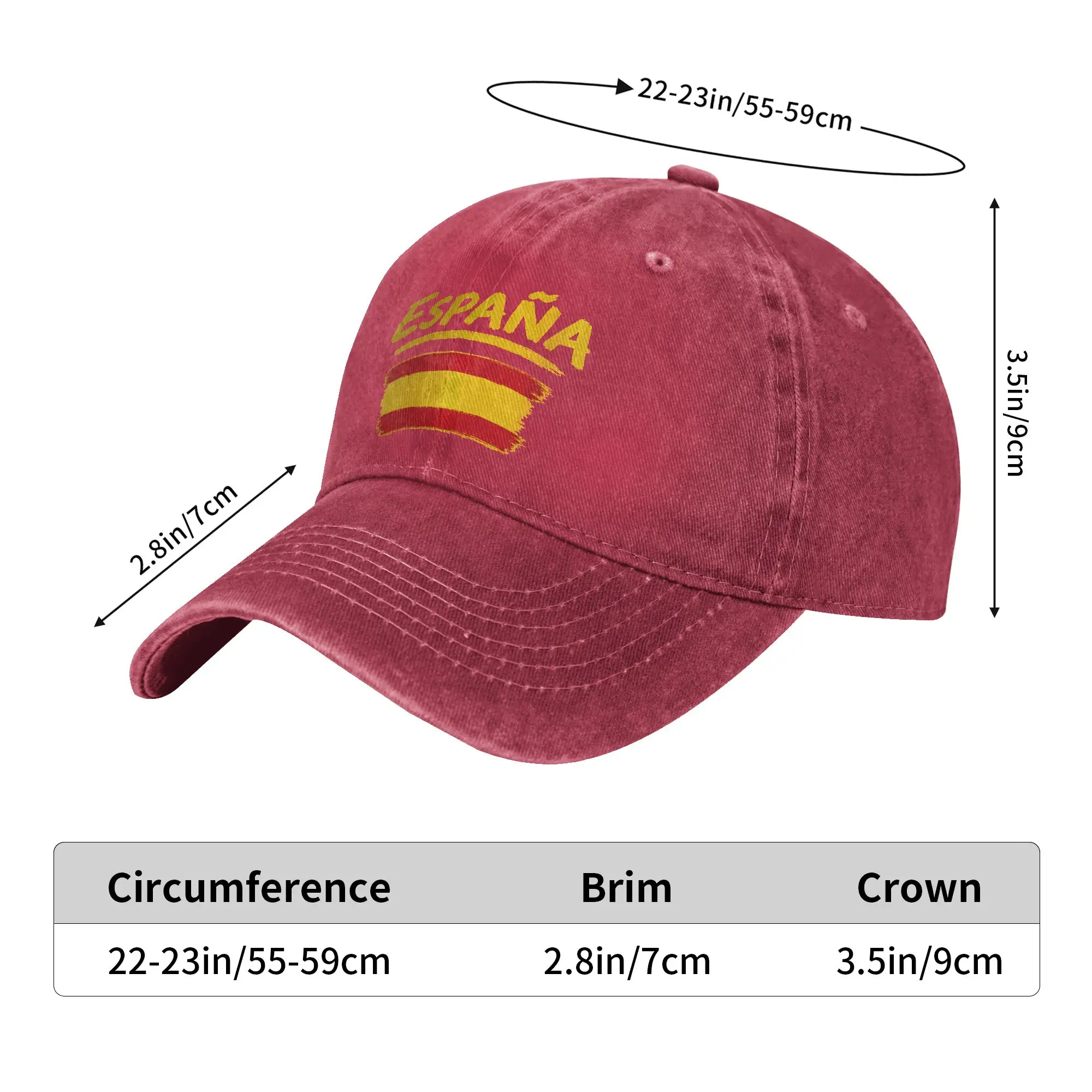 Espana Spain Flag Sun Baseball Cap  Fitted Retro Unisex Men Washed Trucker Hat Wholesale Print Outdoor Sport Snapback Cap Gift