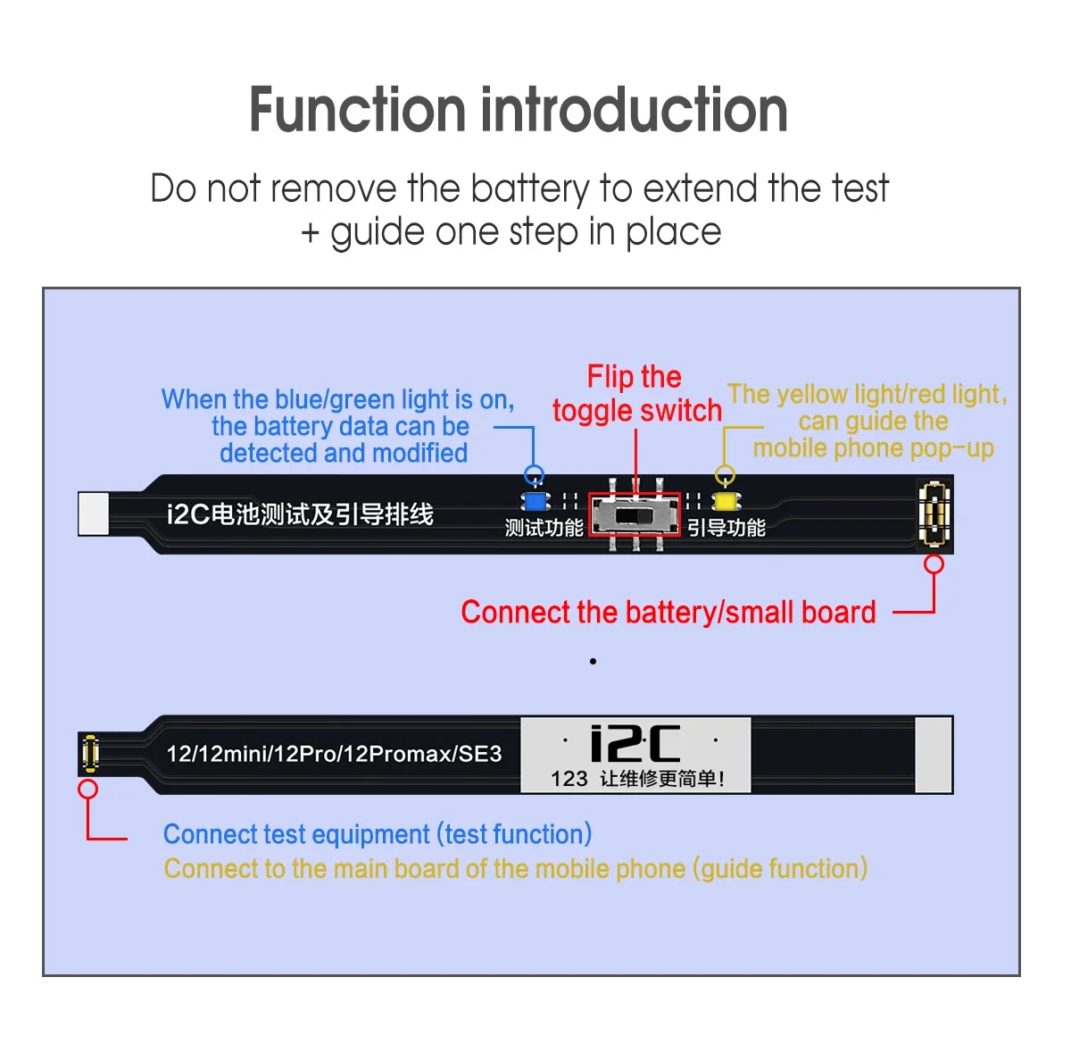 I2C batteria Flex Cable Health Data Guide Booting modifica per IPhone 5SE 6 7 8X11 12 13 Pro Max strumenti di riparazione di manutenzione