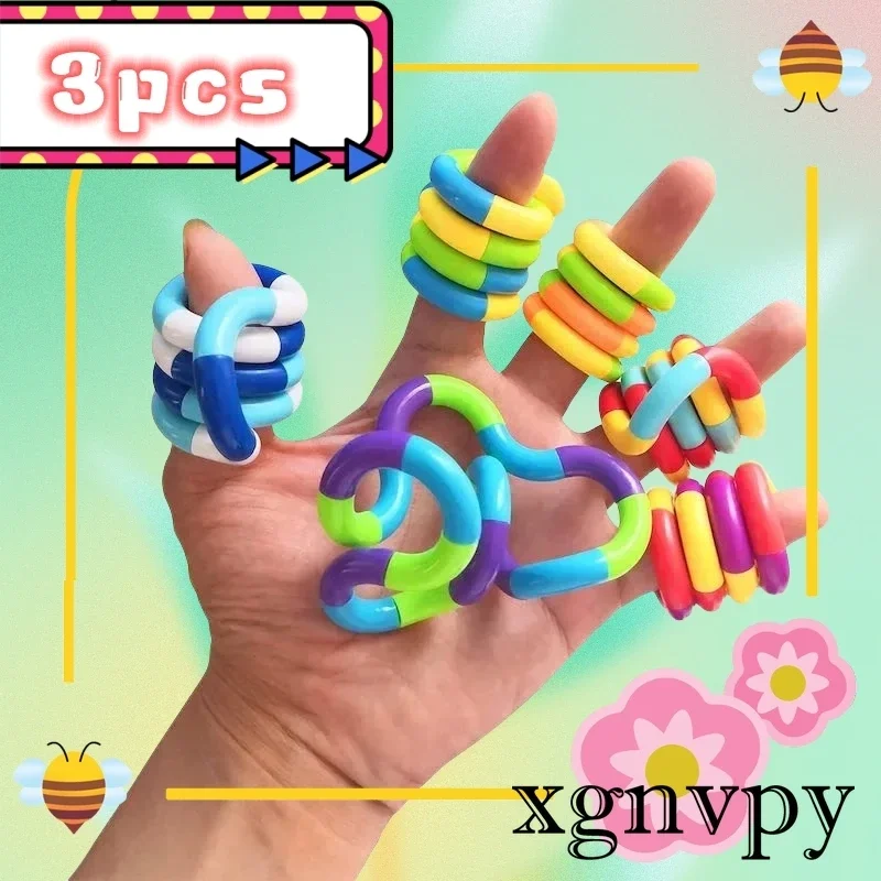 3Pcs Tangle Rope Twist Fidget Toy Rrainbow Circle Sensory Autism Therapy Jouet Anti Stress Enfant Juguete Antiestres Niños