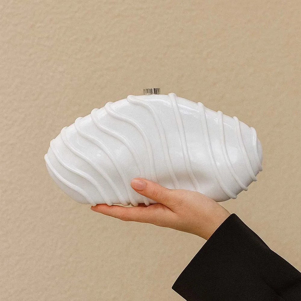 

Fashionable White Acrylic Women's Evening Bag for European and American Markets Shoulder Crossbody Clutch Hard Texture