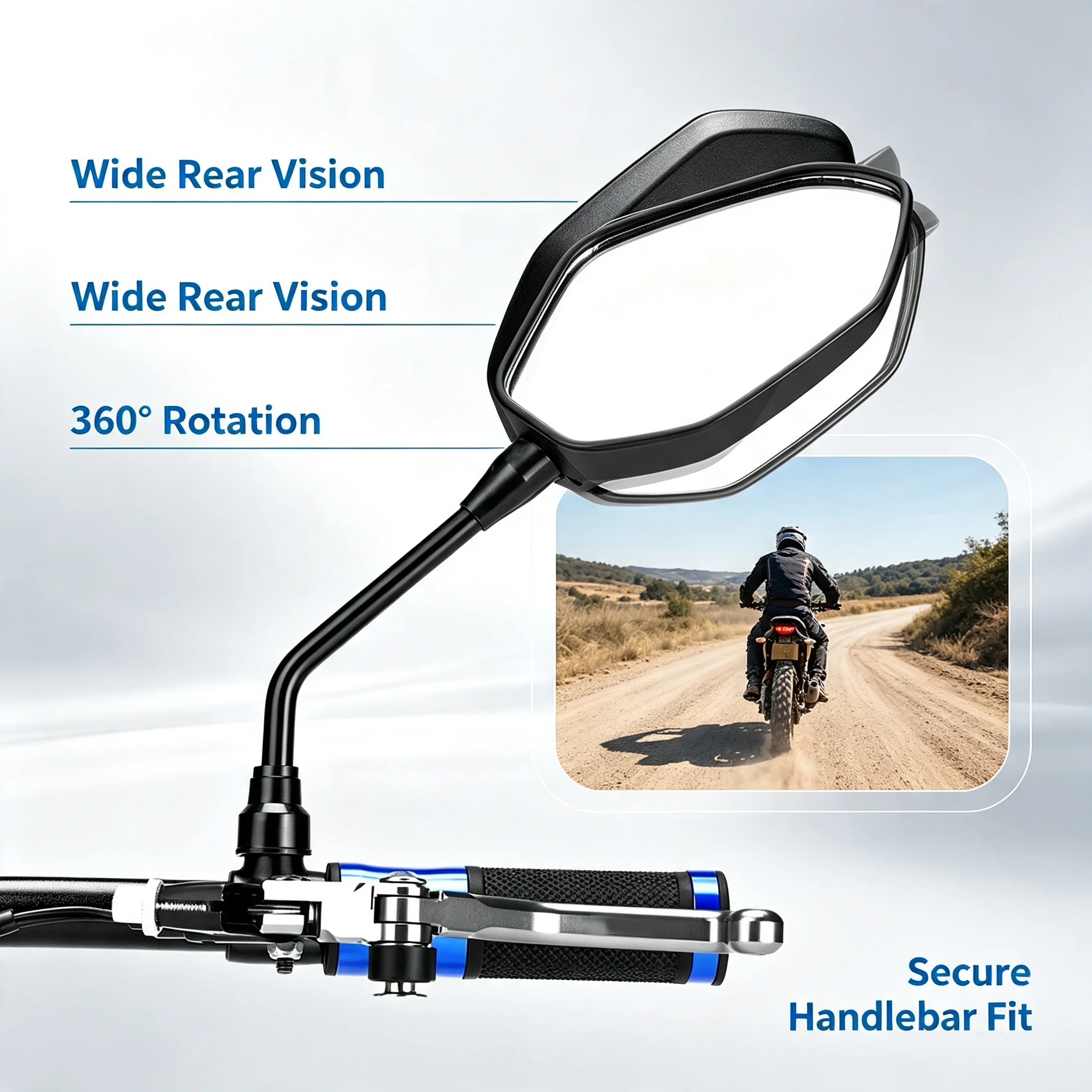 E-mark Motorcycle Side Rearview Mirror, Universal 7/8