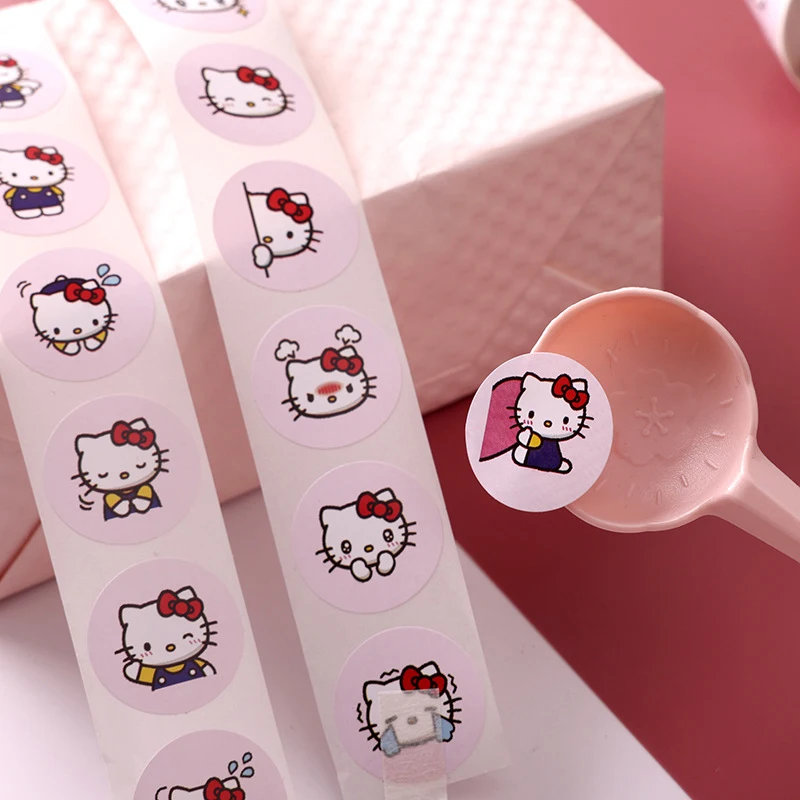 500pcs/Roll Cartoon Sanrio Stickers Kawaii Hello Kitty Kuromi Melody DIY Pvc Laptop Decals Decoration Kid Reward Gift Toy