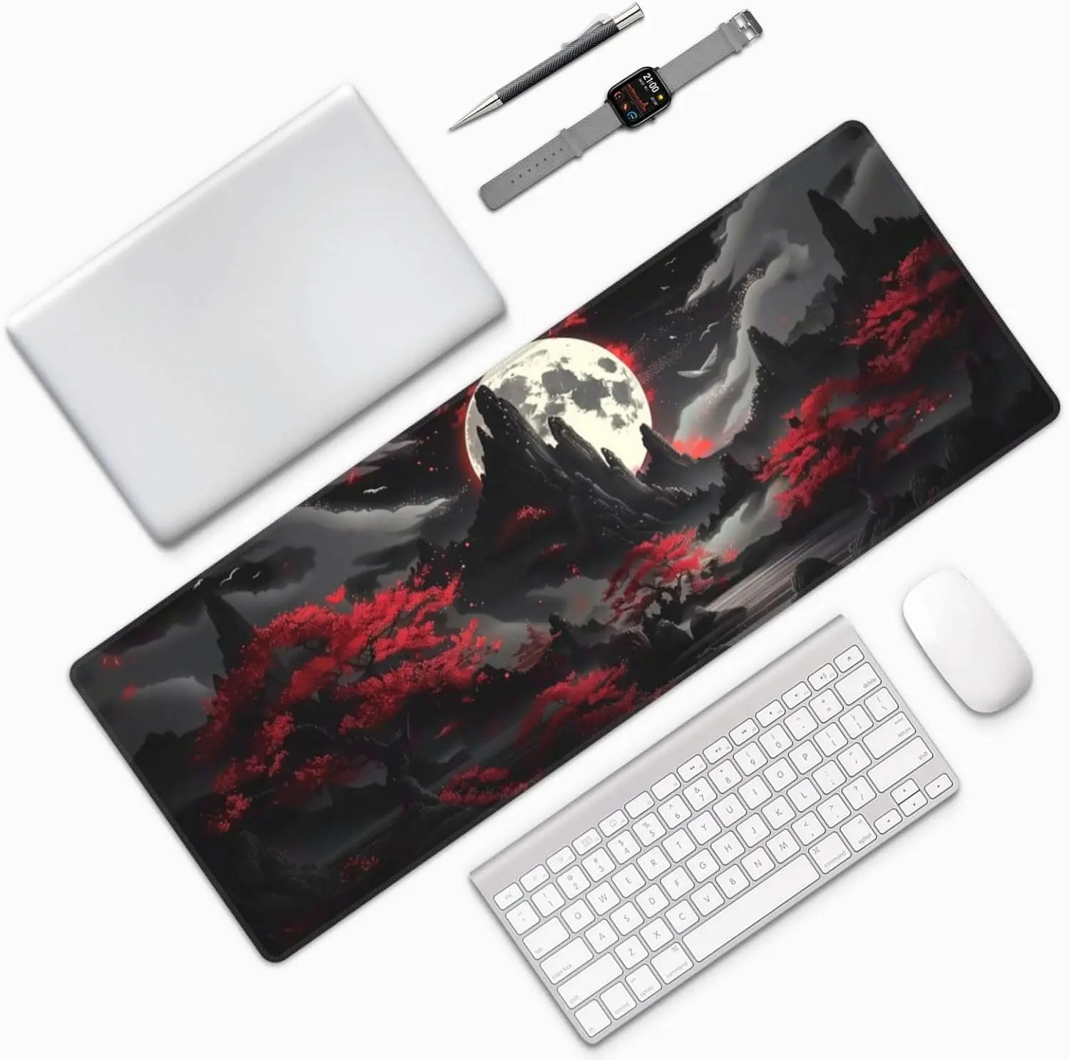 Tapis de souris de jeu Anime XL étendu, bords cousus imperméables, tapis de bureau antidérapant pour accessoires de jeu sur PC de bureau à domicile