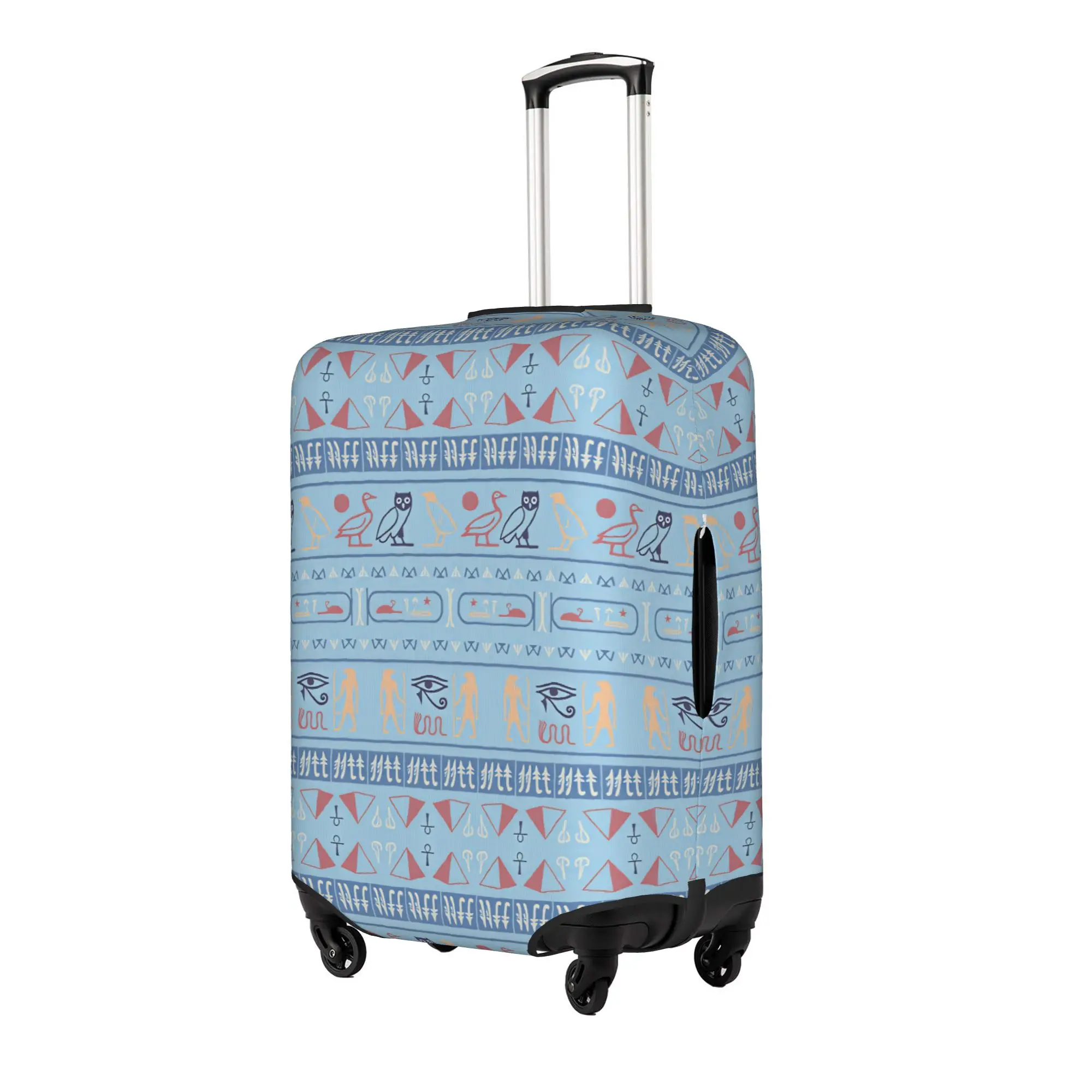Funny Egyptian Pyramids Hieroglyphs Luggage Cover Protector Washable Ankh Eye of Horus Travel Suitcase Covers