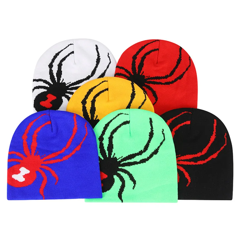 

Trend Y2K Hoodie Pullover Jacquard Spider Jacquard Knitted Hat Warm Unisex Autumn Winter Breath Headwear Men Women Bean Cold Hat