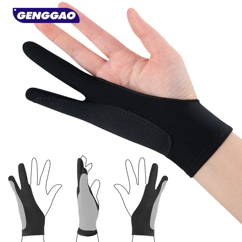 1PCS Digital Art Glove for Graphic Tablet, Artist Gloves with Two Fingers for Paper Sketching, Suitable for Left and Right Hand