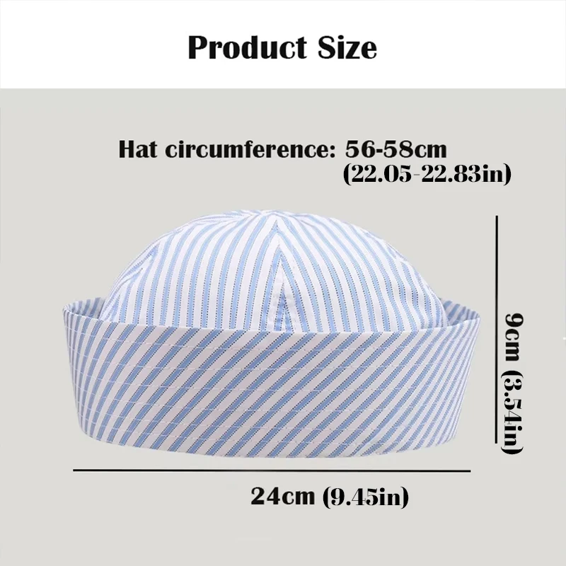 Sombrero de marinero a rayas para Cosplay, versátil, transpirable, cómodo, para puesta en escena, para hombres y mujeres, gorra de marinero, Cosplay