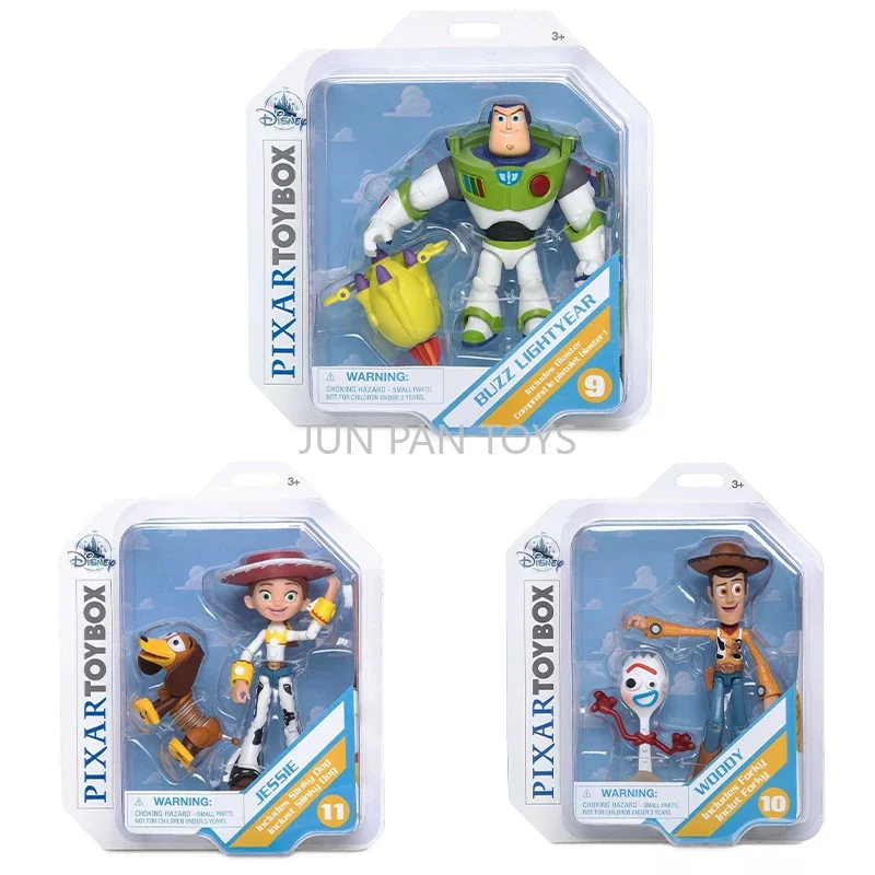 Disney Pixar Toy Box Buzz Lightyear Jessie Woody Fork Blaster Slinky Dog Action Figure Model Collectible Childrens Toys Gift 1pc