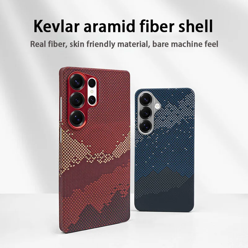 

for Samsung Galaxy S25 Ultra phone case, carbon fiber Kevlar aramid fiber hard shell, lightweight business protective cover s25u