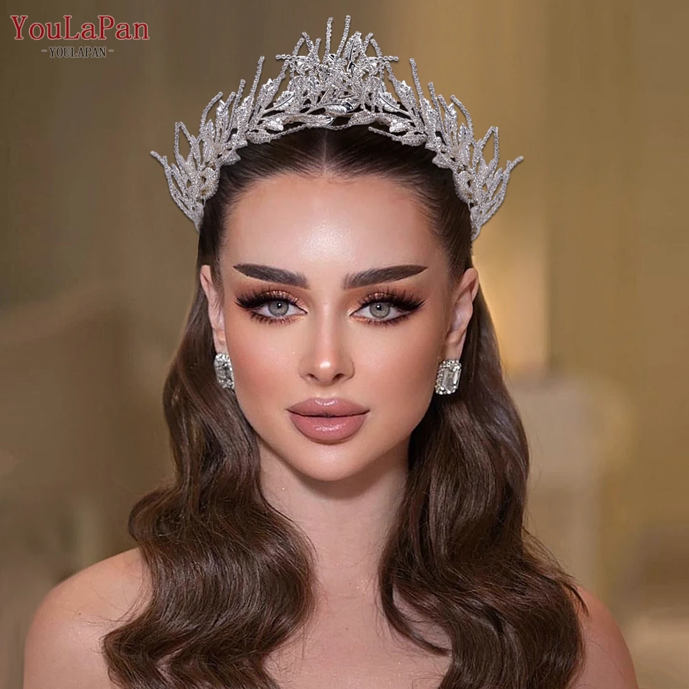 YouLaPan Handmade Bride Tiara fascia accessori per capelli da sposa foglia di lega copricapo da donna corona da sposa regalo da damigella d\'onore