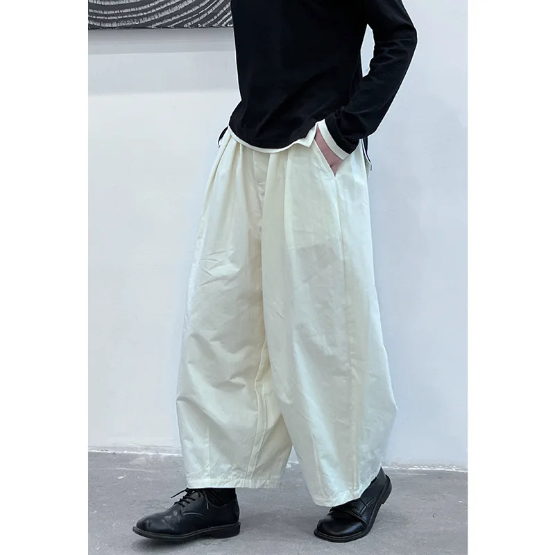 

SuperAen 2024 Spring Autumn Cotton Vintage Loose White Wide Leg Split Casual Pants for Women