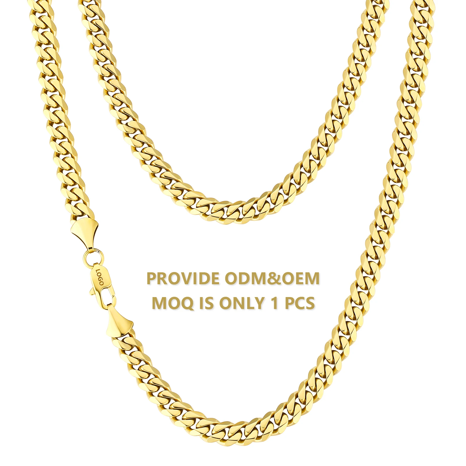 KRKC Wholesale 3mm 4mm 5mm 6mm 8mm 14k Gold Plated Stainless Steel Miami Cuban Link Necklace Lobster Clasp Mens Chains