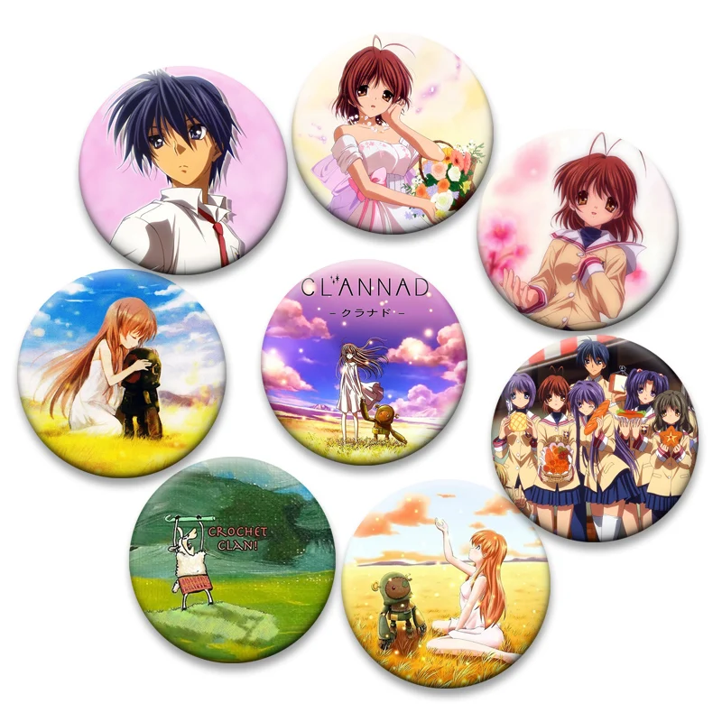 Clannad After Story Badge Cute Anime Girl Lapel Pins Furukawa Nagisa,Okazaki Tomoya Cartoon Brooches for Backpack Accessories