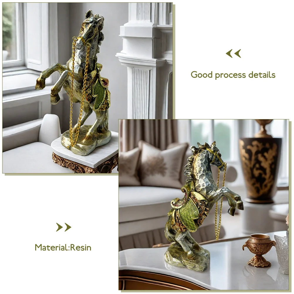 

Ornaments Horse Sculptures Elegant Resin Standing Statue Craft Desk Figurines Home Decor Animal