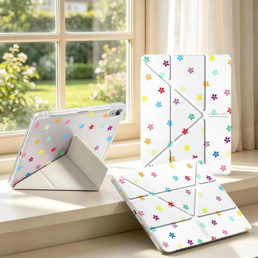 Tablet Case For Samsung Galaxy Tab A8 A11 A9 Plus S7 FE S9 Plus S10 Lite S8 With Pen Slot Cover Rainbow Flower