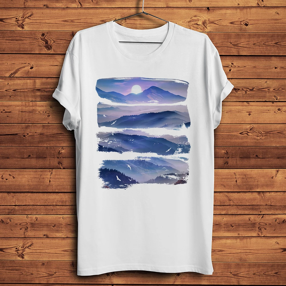 seven Summits mountain peak and Tropical Forest Funny natural T Shirt Men homme daily Short sleeve TShirt Unisex Streetwear tee