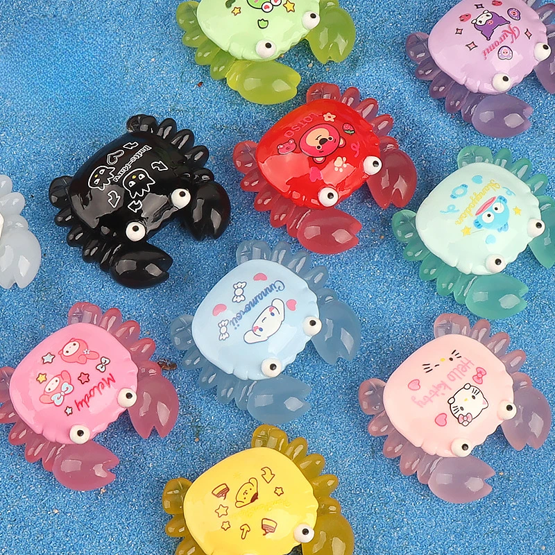 Kawaii Mini Resin Glow 3d Crab Puppet Cartoon Diy Decoration Accessories Materials Tabletop Resin Knickknacks