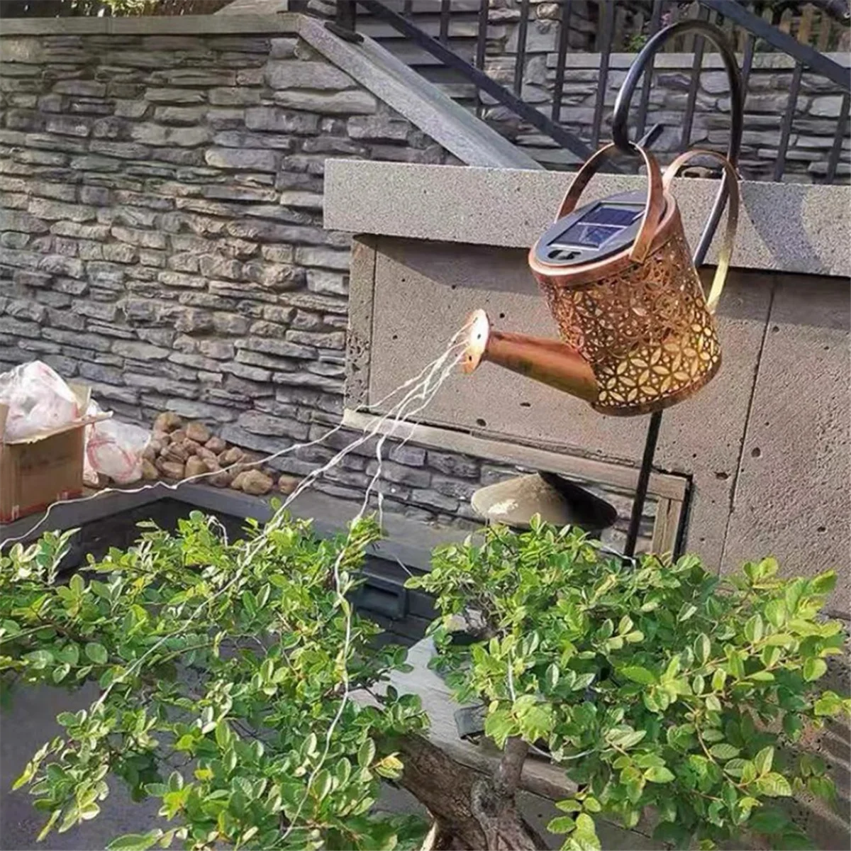 Solar Gieter Lights Vintage Metalen Ketel Light String Waterdichte LED Fairy Lights Solar Garden Outdoor Small