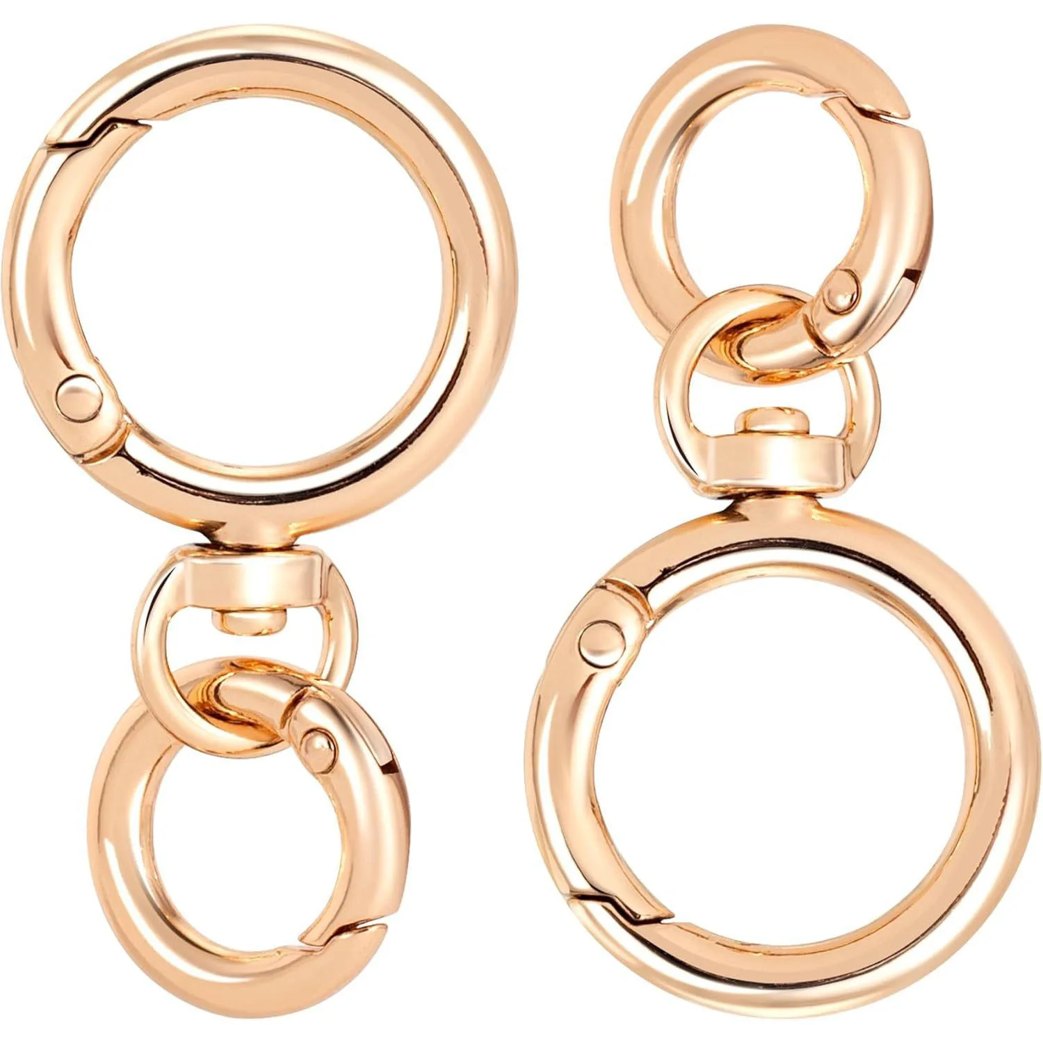 2/5/10 Sets Round Spring Snap Carabiner Clip O Rings Swivel Trigger Hook Metal Clasps Keychain for Handbag Lanyards DIY Crafts