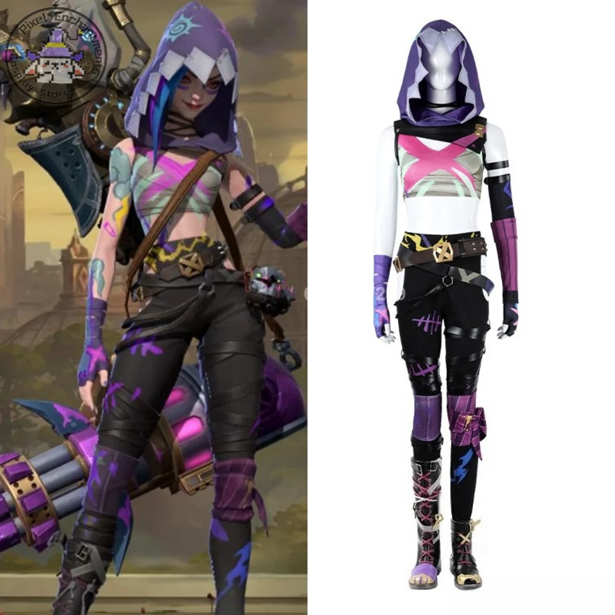 

League of Legends Arcane Season 2 Jinx Full Women's Clothing Set Cosplay Costume Games and Anime Outfits Military-inspired Chic