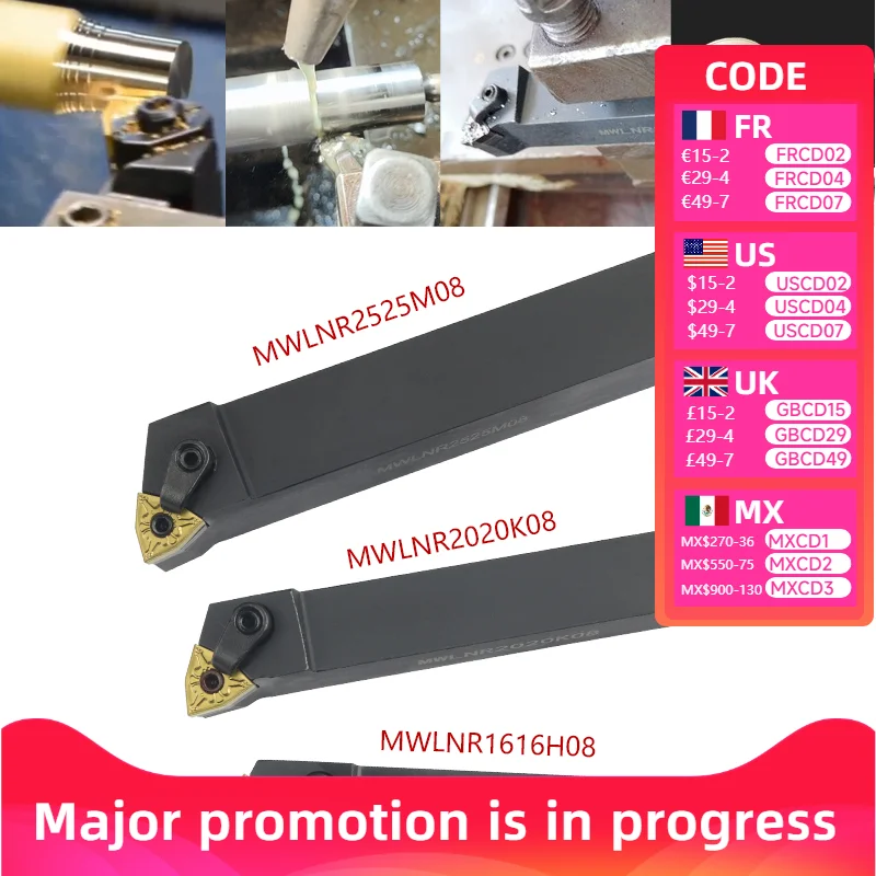 

MWLNR1616 MWLNR2020 MWLNR2525 MWLNR3232 MWLNR/L External Turning Tool Holder Lathe Bar CNCCutting Tool