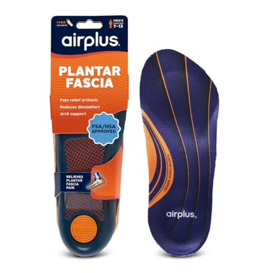 

Airplus Plantar Fascia Orthotic 3/4 Length Shoe Insole FSAandHSA Eligible -Foam Shell and Gel Heel - Deep Heel Cup, Full-Foot A