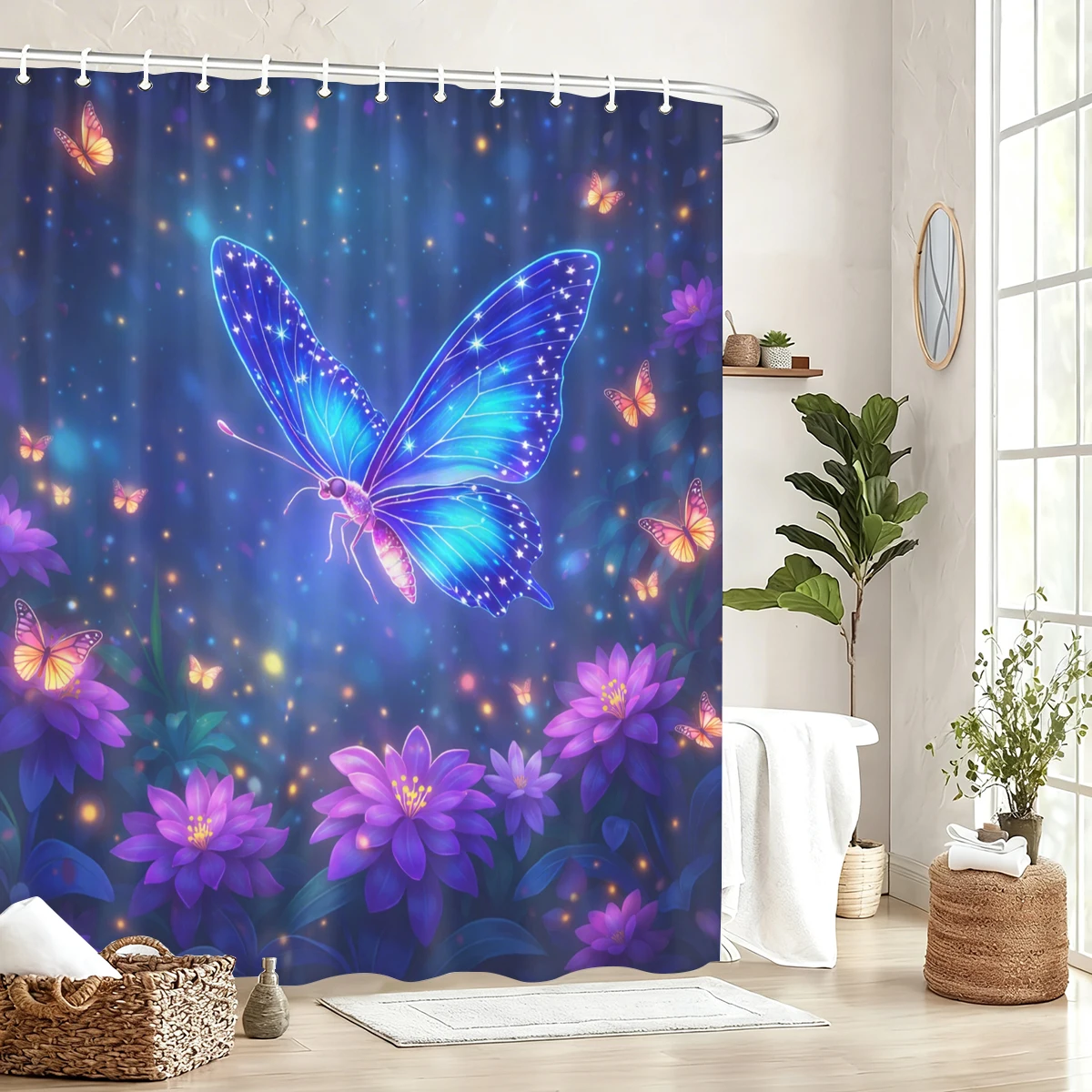 

Яркая полиэстеровая занавеска для душа с принтом бабочек и стрекоз — стильный декор для ванной комнаты, декоративное белье для дома
