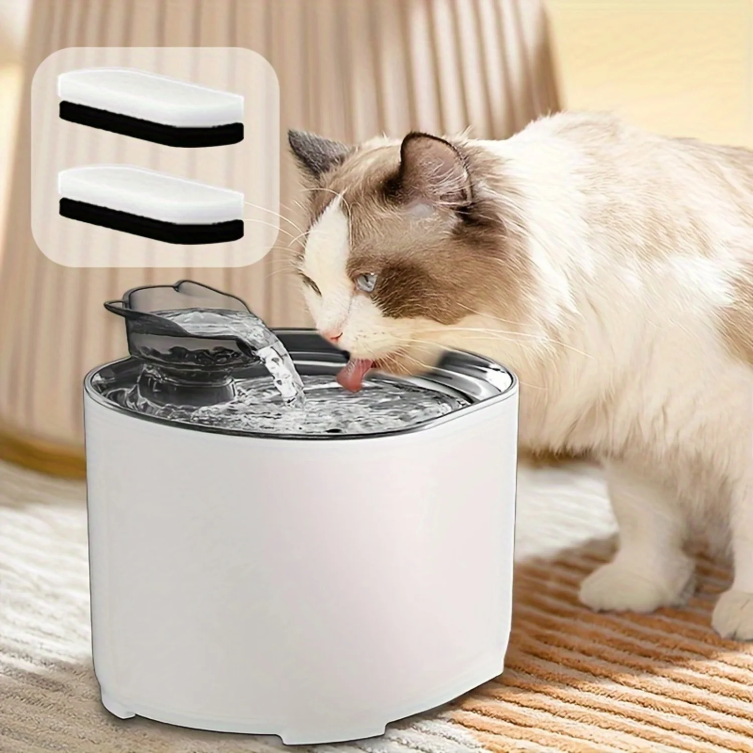 74.39oz Pet Water Fountain - Automatic Dispenser for Cats and Dogs - Provides Fresh, Filtered Water - Includes 8 Filter Replacem