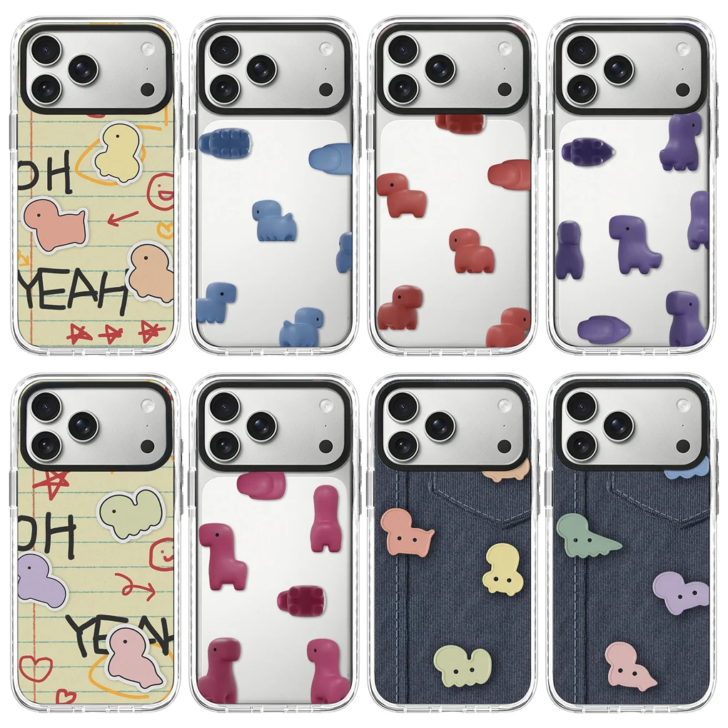 

Colorful Animal Sticker 2.0 Acrylic White Border Phone Cover For IPhone 12 13 14 15 16 17 Pro Max Case For IPhone 17 Air