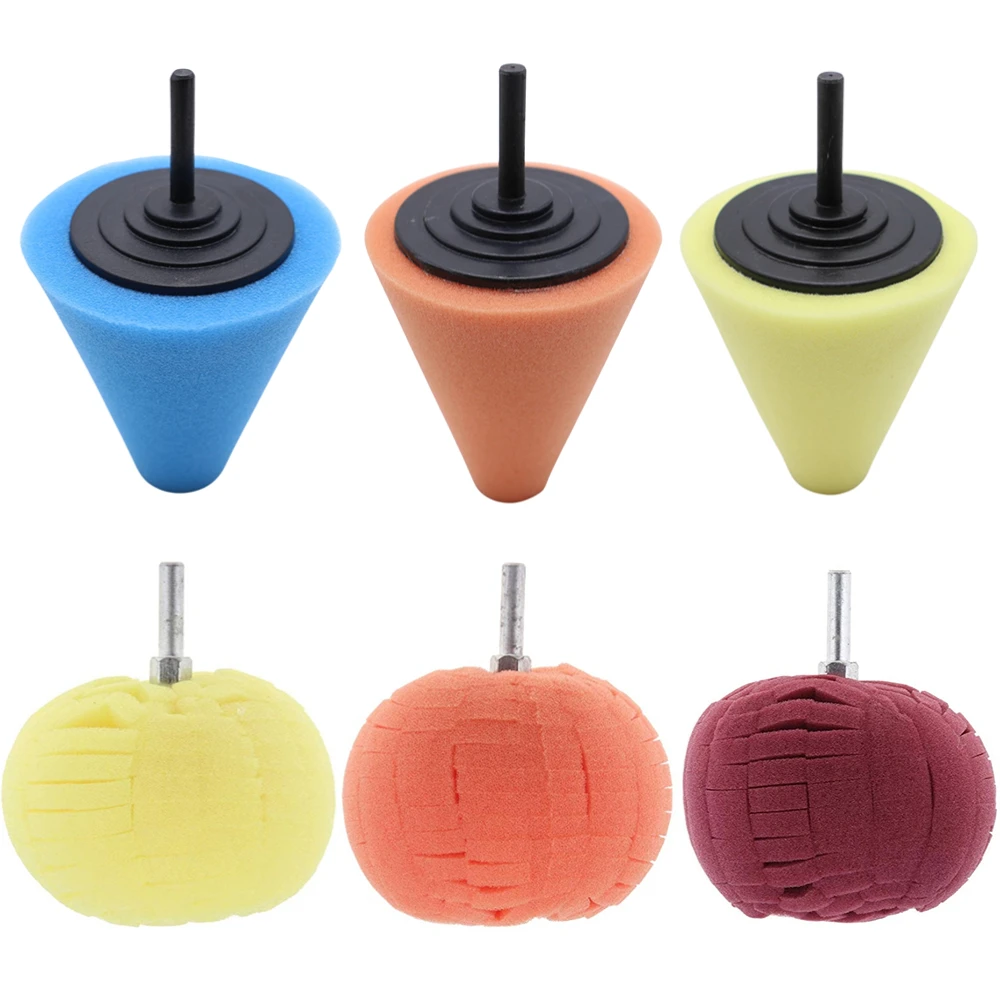 Car Hub Buffing Sponge Polishing Kit Used for Electric Drill Auto Wheel Polishing Sponge Burnishing Ball Polishing Cone Set