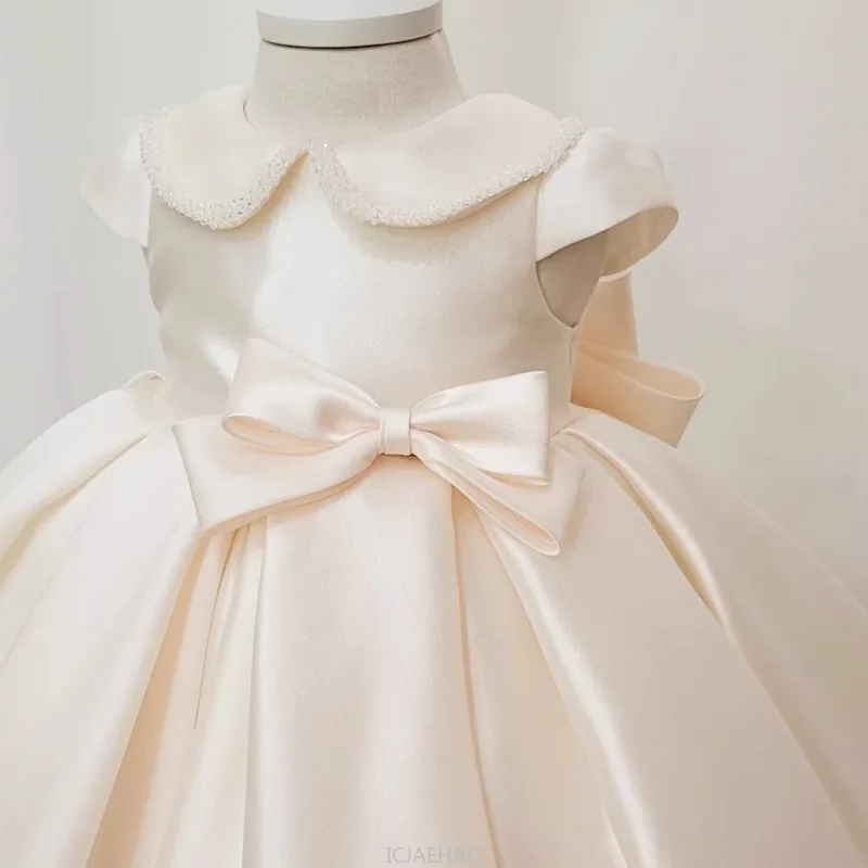 

Wed Dress 2025Французский стиль, детское атласное платье принцессы для детей на первый день рождения, простое модное платье, костюмы, платья, одежда, новинка