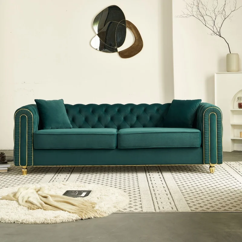 #Tufted Up-holstered Modern Sofa Set Furniture Chesterfield Living Room Sofa Black Luxury Couch Living Room For House