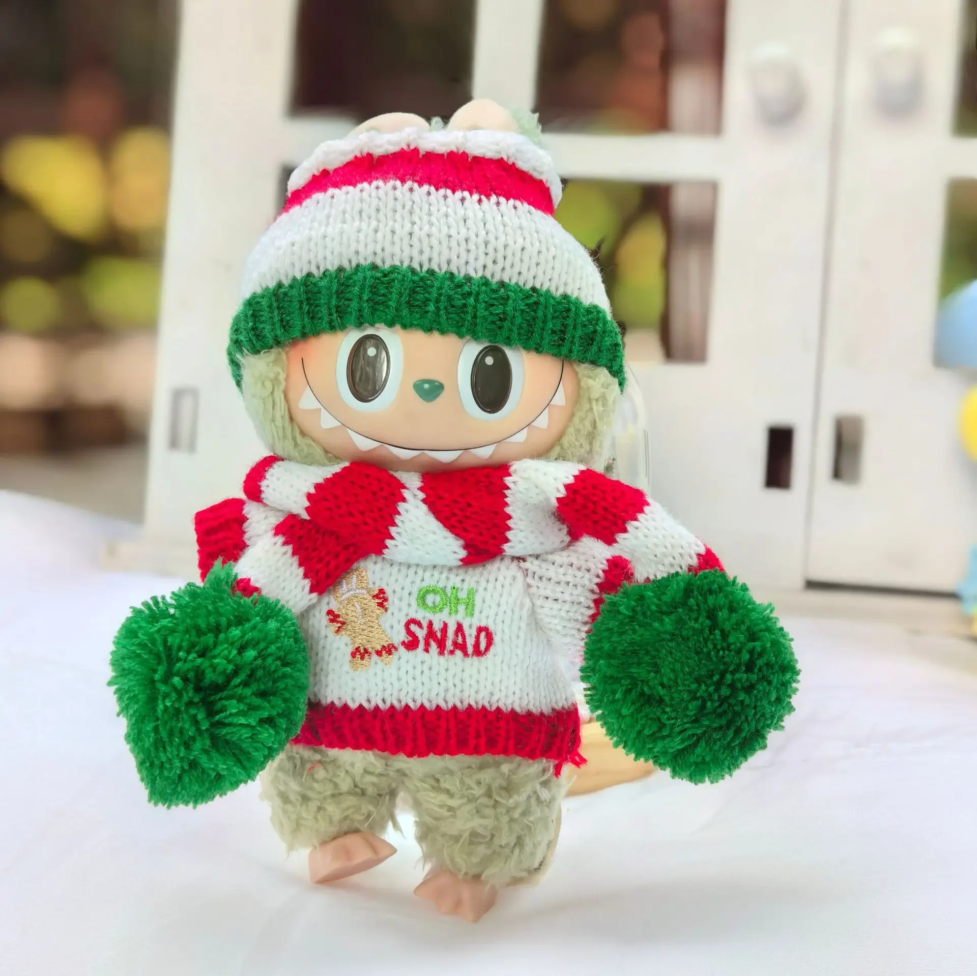 

15/17cm cute Clothes Outfit Accessories For Korea Kpop Exo Labubu Idol V1V2 Christmas Cookie Man Sweater Hat New Year Clothes