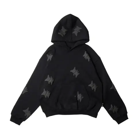 Y2K Retro Boxy Hoodie Stjärnmönster 3D Mönster Tryckt Sweatshirt High Street Hiphop Streetwear Överdimensionerad Lös Pullover Herrkläder 10 best sales huvtröja med boxig passform - №5
