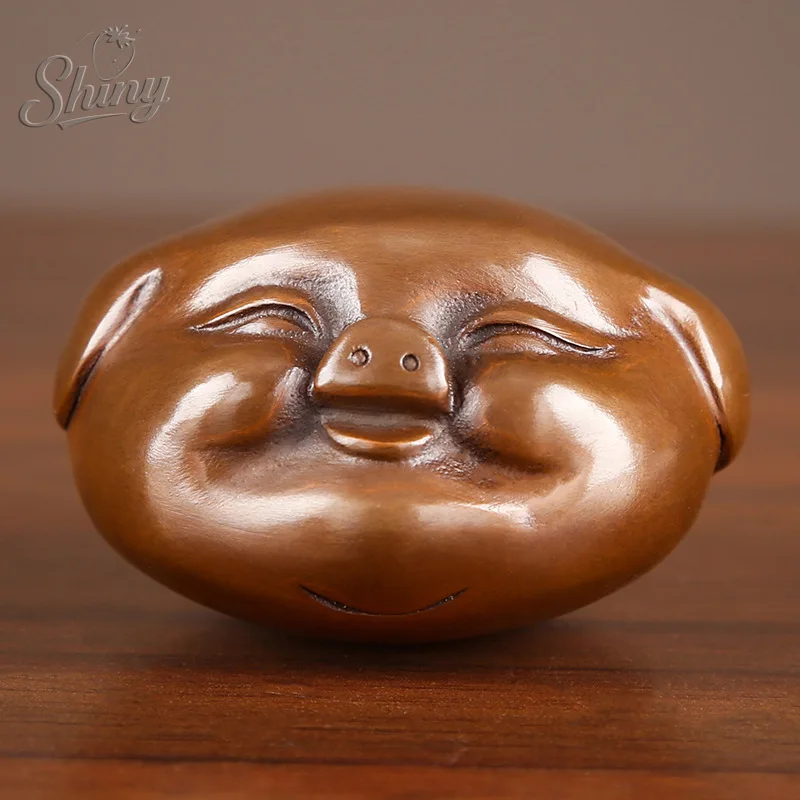 

Vintage Red Copper Mini Pig Home Cute Lucky Pig Ornaments Creative Chinese Zodiac Pig Decorative Small Handles