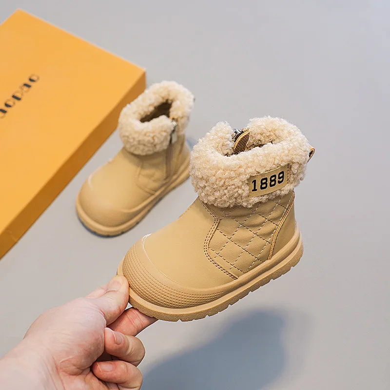 Snow Boots Winter Plush Warm Cotton Shoe Soft Soled Baby Walking Shoes Anti Slip Breathable Children Cotton Shoe Girl Boot