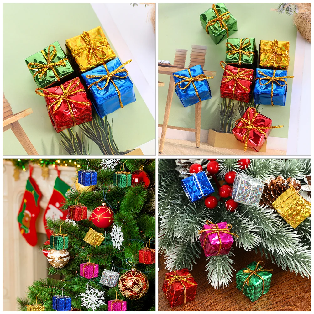 

36 Pcs Mini Presents Ornament Decoration Tiny Ornaments Hanging Boxes Home Miniature