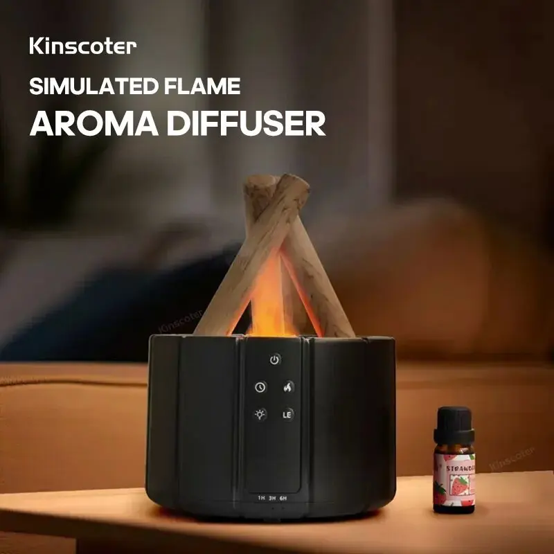 2024NEW Bonfire Aromatherapy Essential Oil Diffuser Remote Control Ultrasonic Air Humidifier with Flame Lamp Home Aroma Diffusor