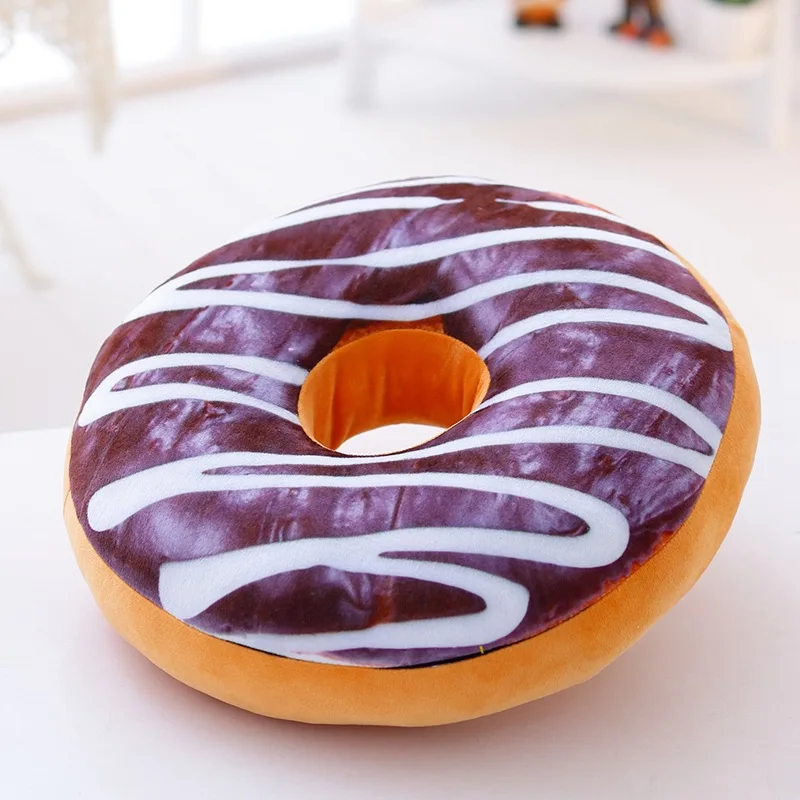 2024 New Baby Pillow Cute Simulation Chocolate Doughnut Pillow Plush Pillow Children's Cognitive Enlightenment P1