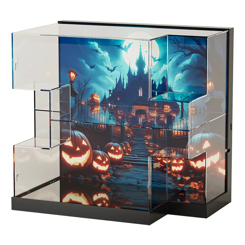 Blind Box Storage Box POP MART Display Rack Figure Box Display Cabinet Multifunctional Dust-proof Doll Storage Box with Light