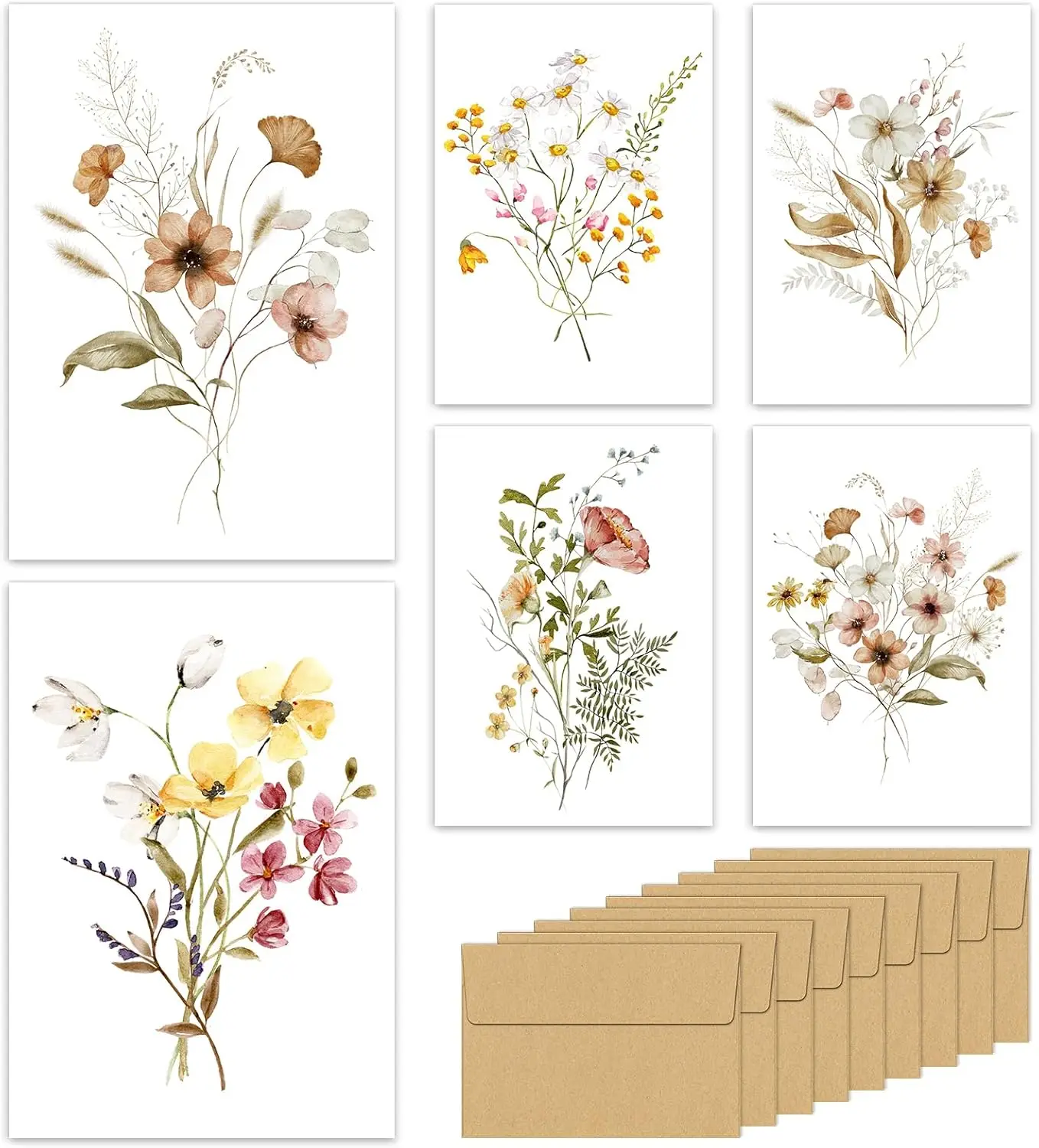 

Blank Cards,Blank Greeting Cards 4x6,30 Pack 6 Assorted Floral Designs Blank Greet Cards with envelopes,Note Cards with Envelope