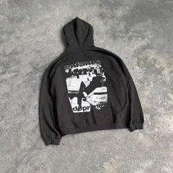 Yao888 Vintage Streetwear lüks marka ERD pamuklu üst giyim Sweartshirt grafik Y2k erkekler için Retro moda boy gevşek Hoodies